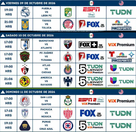 Liga BBVA Mx Apertura 2026 Jornada 11